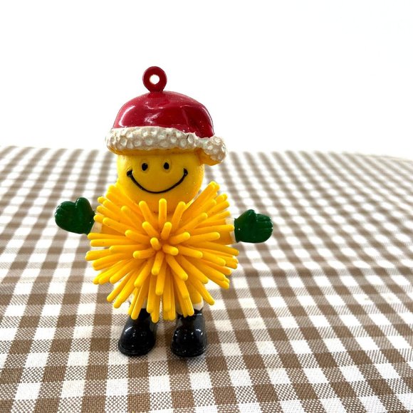 Smiley Face Santa Hat Necklace Koosh Ball Christmas Ornament 3'' - Picture 1 of 7